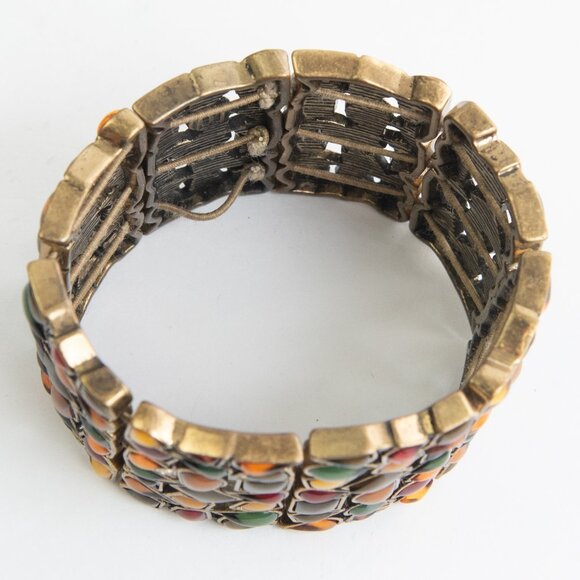 Lia Sophia "Mosaic" Stretch Bracelet – Kiam Family Collection Multicolor Bronze - Picture 3 of 4